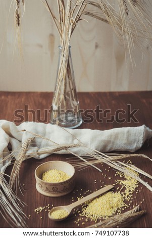 wheat spikelets, wheat and millet porridge