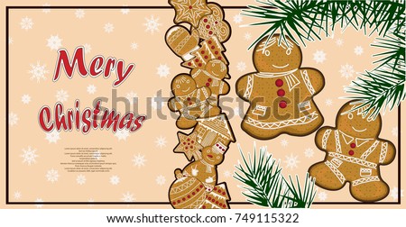 Illustrated poster with images of Christmas gingerbread