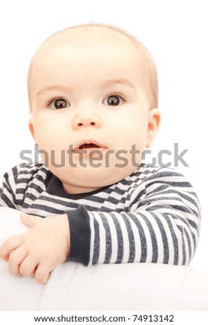 bright picture of adorable baby over white