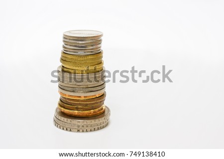 malaysia coins isolated on white