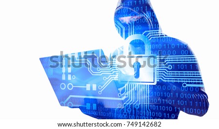 Hacker man steal information Royalty-Free Stock Photo #749142682