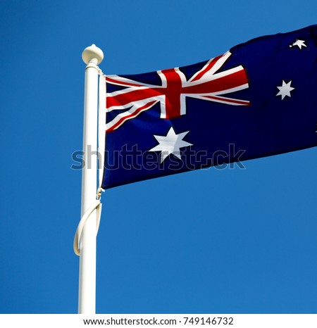   australia in the clear sky  the waving flag 
