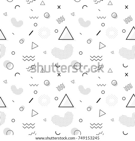 Seamless vector pattern in memphis style. Used for wallpaper, wrapping paper, banners, background.