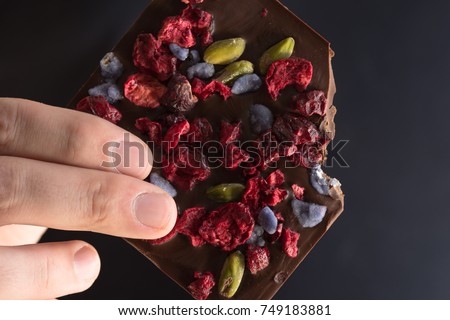 Best chocolate with pistachio, sour cherry and violet