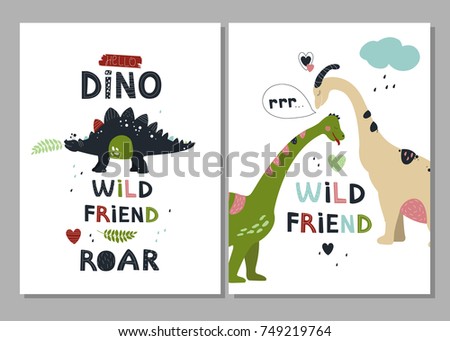 Vector posters with dinosaurs for children interior design