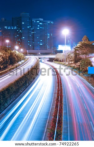 Urban road landscape at night