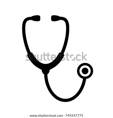 Stethoscope black silhouette vector icon illustration isolated on white background Royalty-Free Stock Photo #749247775
