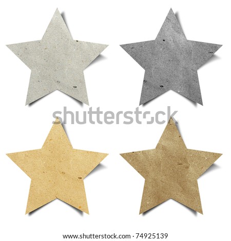 star recycled paper stick on white background