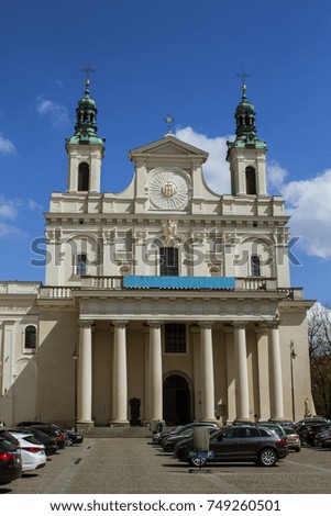 St. John the Baptist Cathedral, Lublin. Poland .The inscription on the facade is translated as "Only to God"