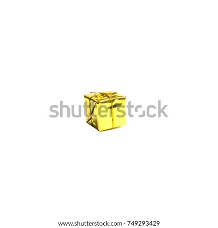 small box with a gift for the new year on a white background, isolate