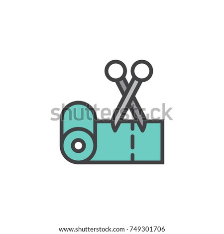Tape and scissors filled outline icon, line vector sign, linear colorful pictogram isolated on white. Symbol, logo illustration. Pixel perfect vector graphics