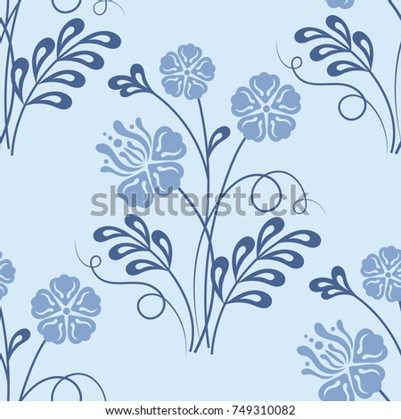 Seamless pattern with beautiful flowers. Vector illustration.