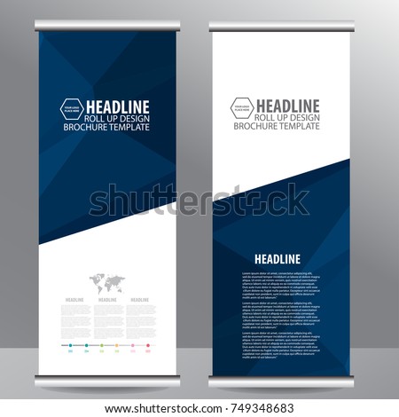 blue roll up business brochure flyer banner design vertical template vector, cover presentation abstract geometric background, modern publication x-banner and flag-banner,carpet design Royalty-Free Stock Photo #749348683