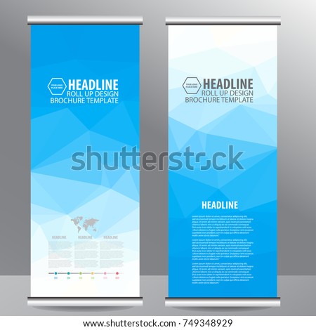 blue roll up business brochure flyer banner design vertical template vector, cover presentation abstract geometric background, modern publication x-banner and flag-banner,carpet design Royalty-Free Stock Photo #749348929