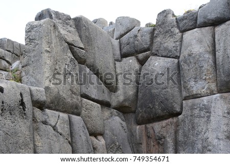 Inca rock wall in Peru. Royalty-Free Stock Photo #749354671