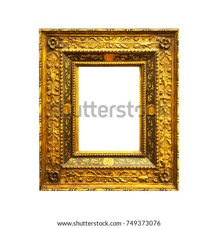 Old antique rectangular frame isolated on white background