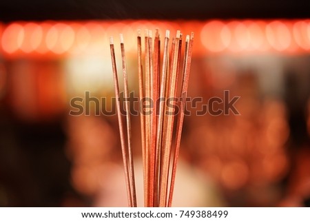 Red Joss Sticks for prayer in the Chinese Shrine