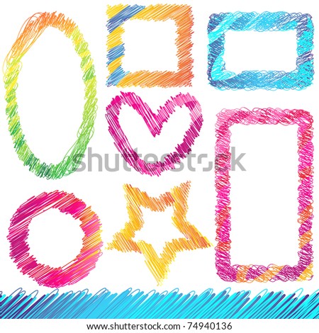 Set of Colorful Doodled Frames