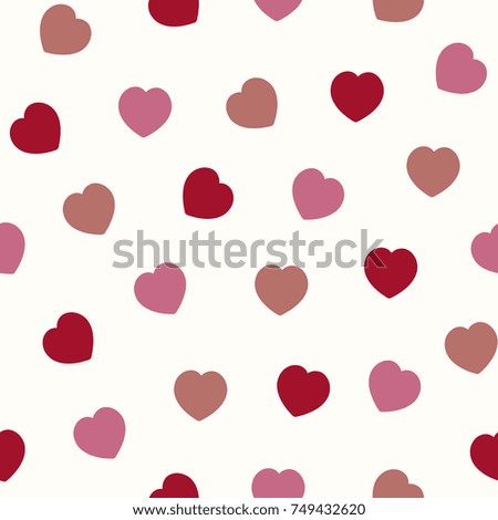 Hearts of pastel tones on a light background. Vector seamless print for greeting card for valentine's day. Wedding card illustration.