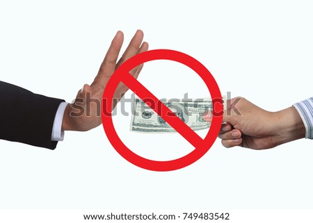 businessman hand making no gesture. for corruption concept.