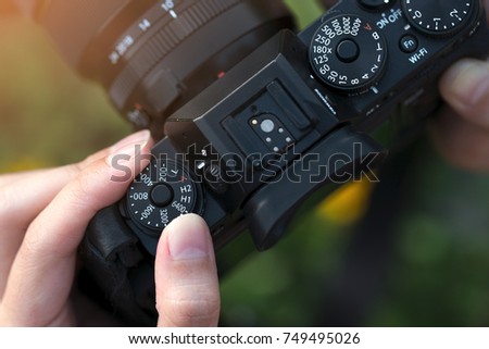 Camera on hand, Photographer, Photographic, hand adjusting camer