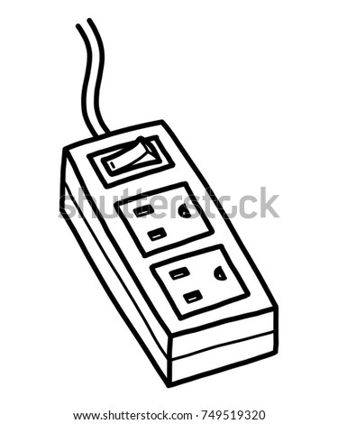 portable electric socket  / cartoon vector and illustration, black and white, hand drawn, sketch style, isolated on white background.