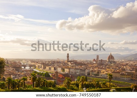 Florence Panorama. Panoramic image of Florence, Italy during beautiful sunset.