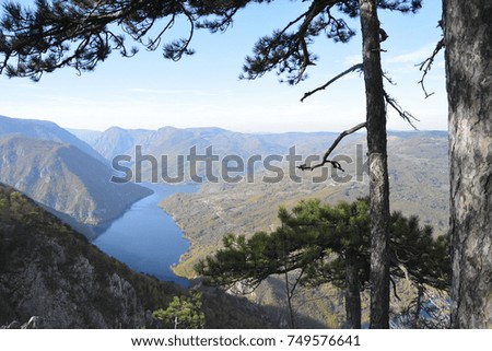 a beautiful view of the lake and pine trees
