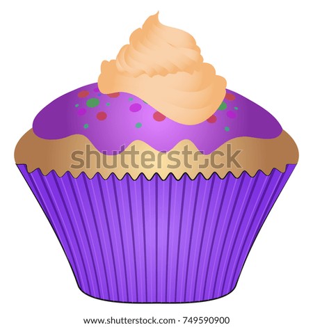 Cupcake isolated on white background, Vector illustration