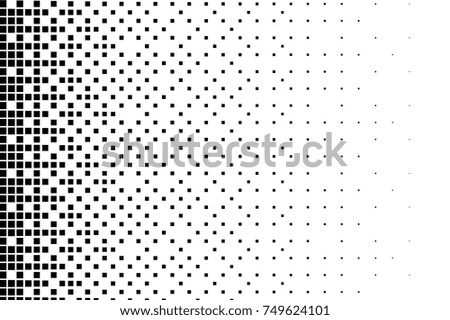 Halftone background. Abstract geometric pattern with small squares. Design element for web banners, posters, cards, wallpapers, backdrops, panels Black and white color Vector illustration