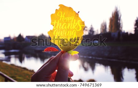 Happy Thanksgiving Day Autumn Background with Lettering