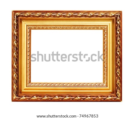 Picture of golden vintage art frame isolated over white