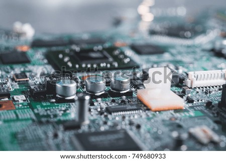 Computer circuit board.High technology. Close up of computer electronic circuit board. Computer part