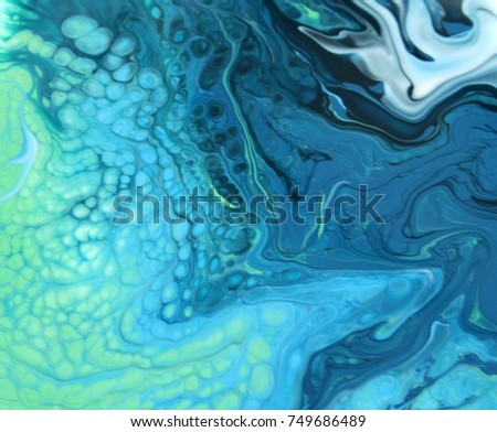 Green blue marble texture design, fashion art painting, abstract color mix painting