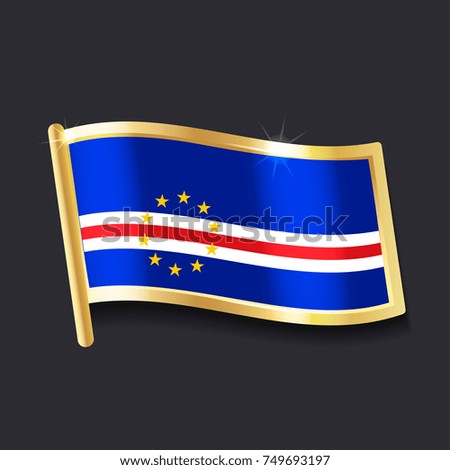 flag of Cape Verde in the form of badge, flat image