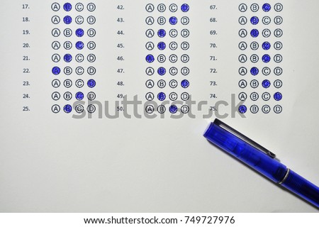 The concept of this image is a device for taking the test by writing the correct answer in the correct answer paper.