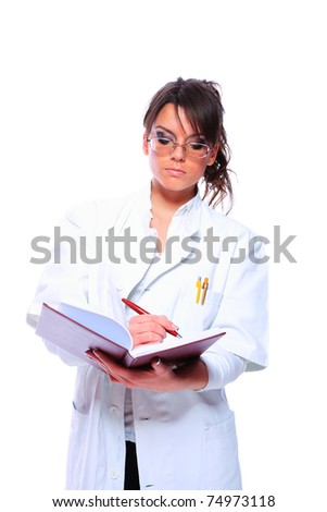 Young confident nurse lady posing in front the camera
