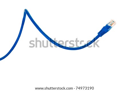 Blue patchcord isolated over whita background. Royalty-Free Stock Photo #74973190