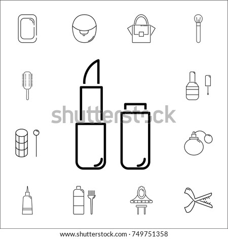 Lipstick icon. Set of woman accessories icons. Web Icons Premium quality graphic design. Signs, outline symbols collection, simple icons for websites, web design, mobile app on white background