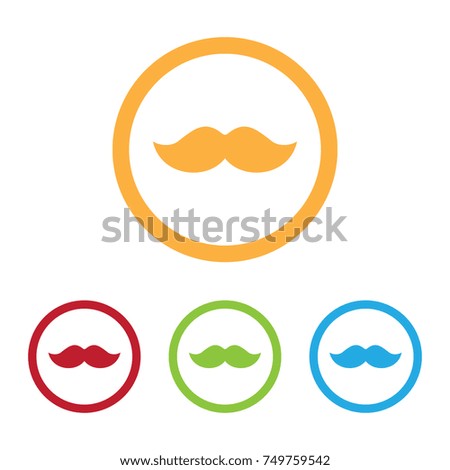 Colorful Moustache Icons With Rings