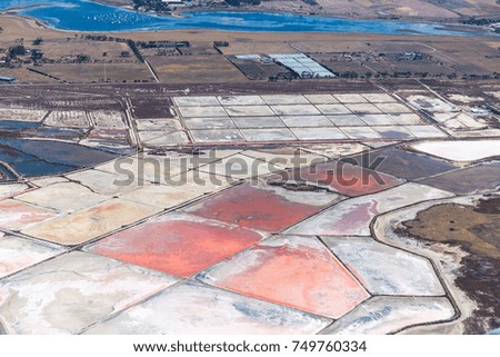over view of pink salt lake of Melbourne Australia