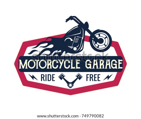 Vintage Motorcycle Speed Shop Garage Logo Badge Illustration