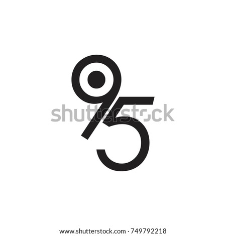 number 95 with one eye symbol logo vector