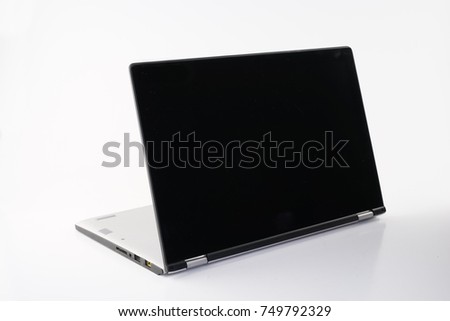 Laptop of notebook computer isolated on white background. Selective focusing.