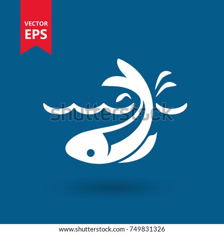 Fish. Seafood or animal symbol. Flat style. Isolated vector icon for graphic, web design, logo or UI. Eps10