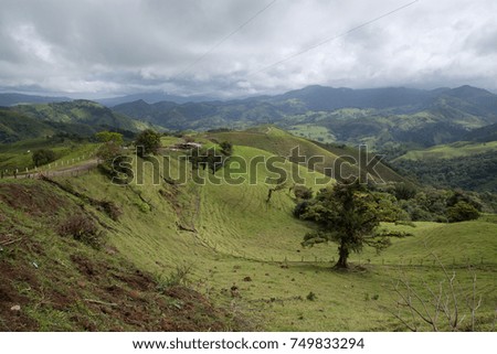 Rolling green hills in the countryside of Costa Rica