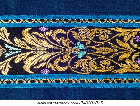 fabric silk texture with gold pattern