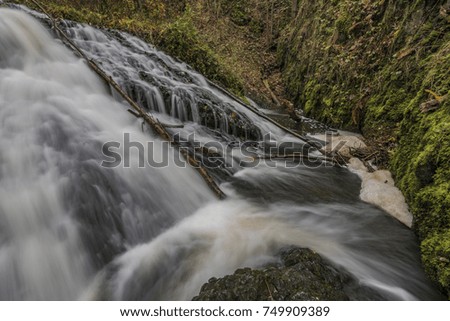 Bobri waterfalls in Ceske Stredohori mountains near Vernerice town