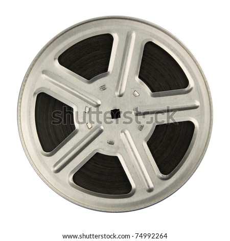 16 mm motion picture film reel, isolated on white background