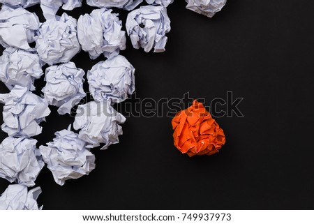 New Idea Concept.Crumpled Paper Balls